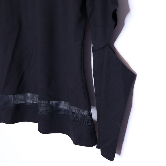 CHELSEA & WALKER Crew Split Elbow Top Black Mesh Long Sleeve Casual Women's L - Picture 3 of 11
